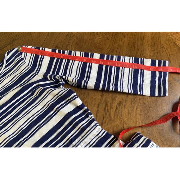 C Wonder Navy Blue Striped Drawstring Cotton Nautical Dress Size M - Picture 9 of 9